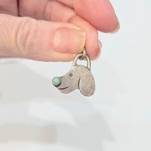Sterling Silver Turquoise Nose Dog Pendant Handmade No Chain Signed The Garrison